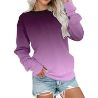 Hoodies za ženske ležerne labave postepene print duge pulover s dugim rukavima