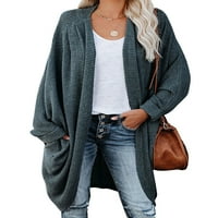 Ženska jesen i zima nova modna čista boja labava grubo pletene džemper dugih rukava