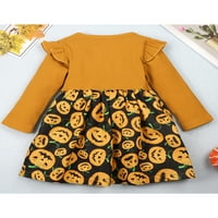 Aturuste Halloween Toddler Baby Girls Haljina bundeve Print dugih rukava Klintne patchwork a-line haljine
