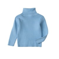 LUMENTO Toddler Jumper Top Solid Color džemper s dugim rukavima Pleteni džemperi Termički pulover Visoki