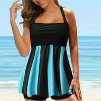 Kupaći kostimi za žene plus cvjetni print Halter Split bikini Print Beachwearweb Set plavi xxxxl