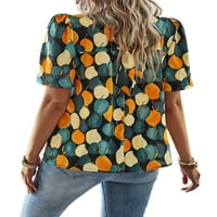 Colisha Ženske vrhove tiskane majice Crew vrat majica casual ljetni kratki rukav Tee Green XL