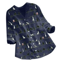 Bluze za žene Dressy Ležerne ruhore Žene Ležerne prilike, Dugme s dugim rukavima V-izrez Labava majica Top Bluza