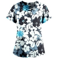 Ženski ljetni vrhovi Ženska bluza s kratkim rukavima Grafički printova Majica okrugli izrez plavi m