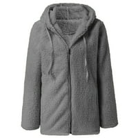 Tking Fashion Fashion Women Casual kapuljač plišane tople jakne sa zatvaračem Cardigan Tops kaput -