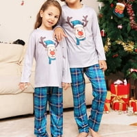 Usklađivanje obiteljske odjeće Božićne modne rukave Detetim tiskanim top + hlače Porodica Porodica Pajamas