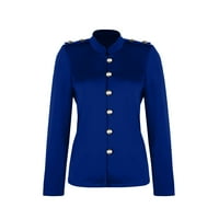 Jeseni uštede za žene za žene, ženska jakna, ženske ležerne blazerske malene kostim kratki kaput otvoreni prednji dugi rukav radne kancelarijske jakne Blazer plave boje