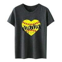 Ženska majčin dan Ljeto Tunika vrhova novost okrugli izrez Loop Fit T majice Mekana bejzbol mama kratki