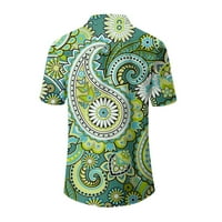 Tking modni ženski gumb s kratkim rukavima niz ovratnik za majicu Summer casual tiskanih vrhova za žene zelena 2xl