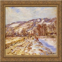 Zima na Giverny Gold Ornate Wood uokvireno platno umjetnost Moneta, Claude