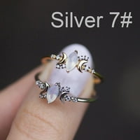 Chic Women Moon White Opal Vjenčani angažovanje prstena 10, jedna veličina