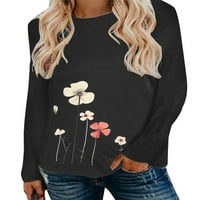 Keeccty ženski vrhovi slobodnog vremena cvjetni print majice s dugim rukavima