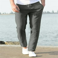 SNGXGN Ljetne hlače za muškarce Casual Laghweight Muške casual baggy pamučne platne hlače tamno siva