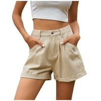 Ženski kratke hlače za ljeto svestrane casual pune boje Elastični džep za struk Traper Hortke Gant