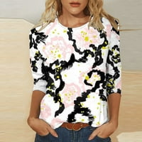 Yyeselk majice za žene trendi jesenski rukavi okrugli vrat ugodne bluze modne gradijent boje uzorak