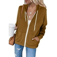 Zip up hoodie žene s dugim rukavima, puni casual sklizak patentni patentni patentni patenci džemper
