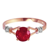 GALAXY ZLATNO 14K Čvrsti ružini prsten od ruže 1. CTW Ruby Diamonds