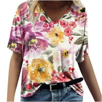 Zodggu plus veličina Bluze za žene za žene Prodaja cvjetno tiskane bluze Ljetna moda V izrez Košulje