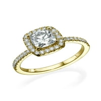 D-F vs Moissite Angažman prsten sa dijamantima jastuk za rezanje 14K zlata