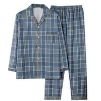 Muška pidžama pamučna karirana kućna kuća nosi košulje s dugim rukavima sa setovima sa loungearde