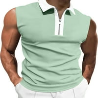 Glonme Men Polo majica Zipper Ljetni vrhovi rever za majice Tenis Redovna bluza Casual Kratki rukav Pulover zeleno m