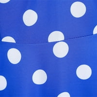 Ženska polka točka bez rukava rukavice modna haljina za ispis, plava, l
