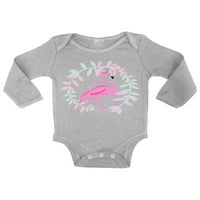 Newkward Styles Flamingo Crown Baby Bodysuit dugi rukav ružičasti flamingo za dečake Ljeto jedan za