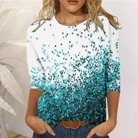 SKPBlutn Žene Ljetni vrhovi Ležerne prilike modne ispis posada Tromjesečna majica za bluze za ženu za