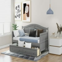 Dvokrevetna drvena dnevna kreveta s ladicama, kauč na razvlačenje za spavaću sobu za dnevni boravak, nije potrebna, siva