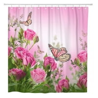 Ružičasti buket osjetljivih ruža i leptira cvjetni zeleni kupatilo za kupanje za kupanje
