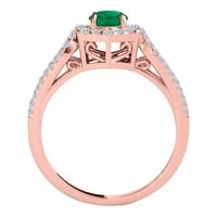 Mauli dragulji za angažovanje prstena za žene 1. Carat Halo Emerald i dijamantski zaručni prsten izrađen
