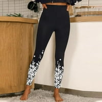 Mveomtd ženske sportske tajice visokog struka Dugim print pantalonama Hlače yoga hlače trening pantalone Debele joge hlače za žene bijeli xxl