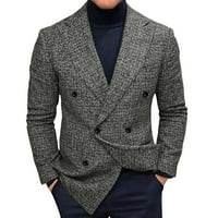 Iopqo Blazer Muške jesenski modni povremeni tanak čvrsti džepni kopča jakna kaput jakne odijelo za muškarce za muškarce Grey XL
