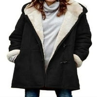 Voguele žene kaput dugih rukava jaknu jaknu na otvorena zima topli kaputi kaputi labavi kaput crni 5xl