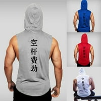 Fitness Vest Men Hoodie Sportski vest Trening odjeću Labava majica bez rukava Crveni XL
