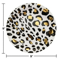 Leopard papirna ploča 8,75 Ploča za večeru papira, folija, paket od 8