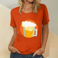 Majice Oktoberfest, ljetni vrhovi za žene Crewneck casual bluze, pivske grafičke grafičke grafičke tee