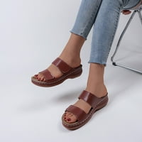 Slip na sandalama za žene dame modne čvrste boje kože šuplje od prozračne riblje cipele za usta