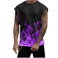Muški tenkovi labavi fit 3D plamen obrazac Print majica pulover na rukavu bez rukava Ležerne prilike ulice Bodybuilding majice ljubičaste s