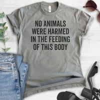 Nijedna životinja nije naštetala u hranjenju ove majice za tijelo, unise ženska majica, veganske košulje za životinje, tamno Heather Grey, X-mali
