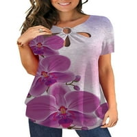Luxplum dame majica cvjetna tiskana majica kratki rukav ljetni vrhovi boemijski pulover dnevno odjeljenje