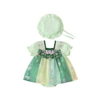 Djevojke Toddler haljine Ljetna haljina s kratkim rukavima s remen za penjanje na djecu sa odjećom za partiju Cap Party Dnevno habanje odijelo za 0 mjeseci