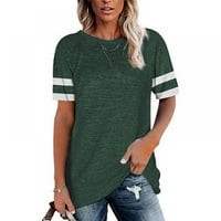 Ženske majice, bluze kratkih rukava prevelizirane tuničke ležerne majice za žene labave fit bolovni blok posade, zeleni