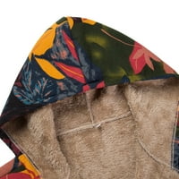 Outfmvch jakne za žene Modni etnički ispis Spajanje pamučne i posteljine Kardigane s kapuljačom s srednjim