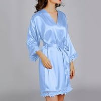 Hoksml svilene pidžame za žene modne casual žene spavaćice kućna odjeća rukavac s rukavima V-izrez baš
