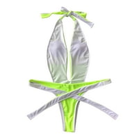 Efsteb Monokini kupaći kostimi za žene čišćenje Jedan kupaći kostim Leopard Print Slim Tummy Control Halter Kupanje odijelo za kupalice za cipele zelena l