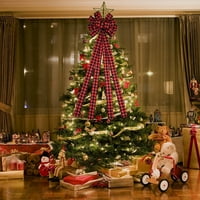 Božićni dekor promocija Božićno drvce Veliki crveni šešir, posteljina rešetka, ručno rađeni poklon Bo pakiranje ukras, veliki luk Novogodišnji zabavni ukras