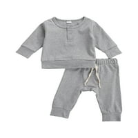 Kiapeise Baby dugi rukav + pantalone, sportski odijelo Jednostavna boja klasična struka za pričvršćivanje struka