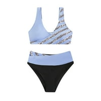 Yueulianxi Womens Bikini kupaći komisionici Postavi visoki struk Tankini dva seta Striped kupaći kostim
