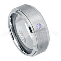 Četkani muški tungsten prsten volfram - 0,07ct solitaire tanzanite prsten - personalizirani volfram